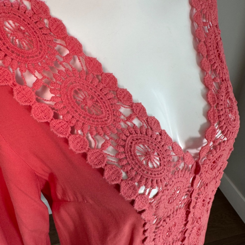 Solitare Swim Coral Crochet Swim Coverup - Picture 3 of 5